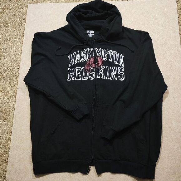 NFL Washington Redskins Long Sleeve Zip Up Fleece Black Hoodie -C - Picture 2 of 6